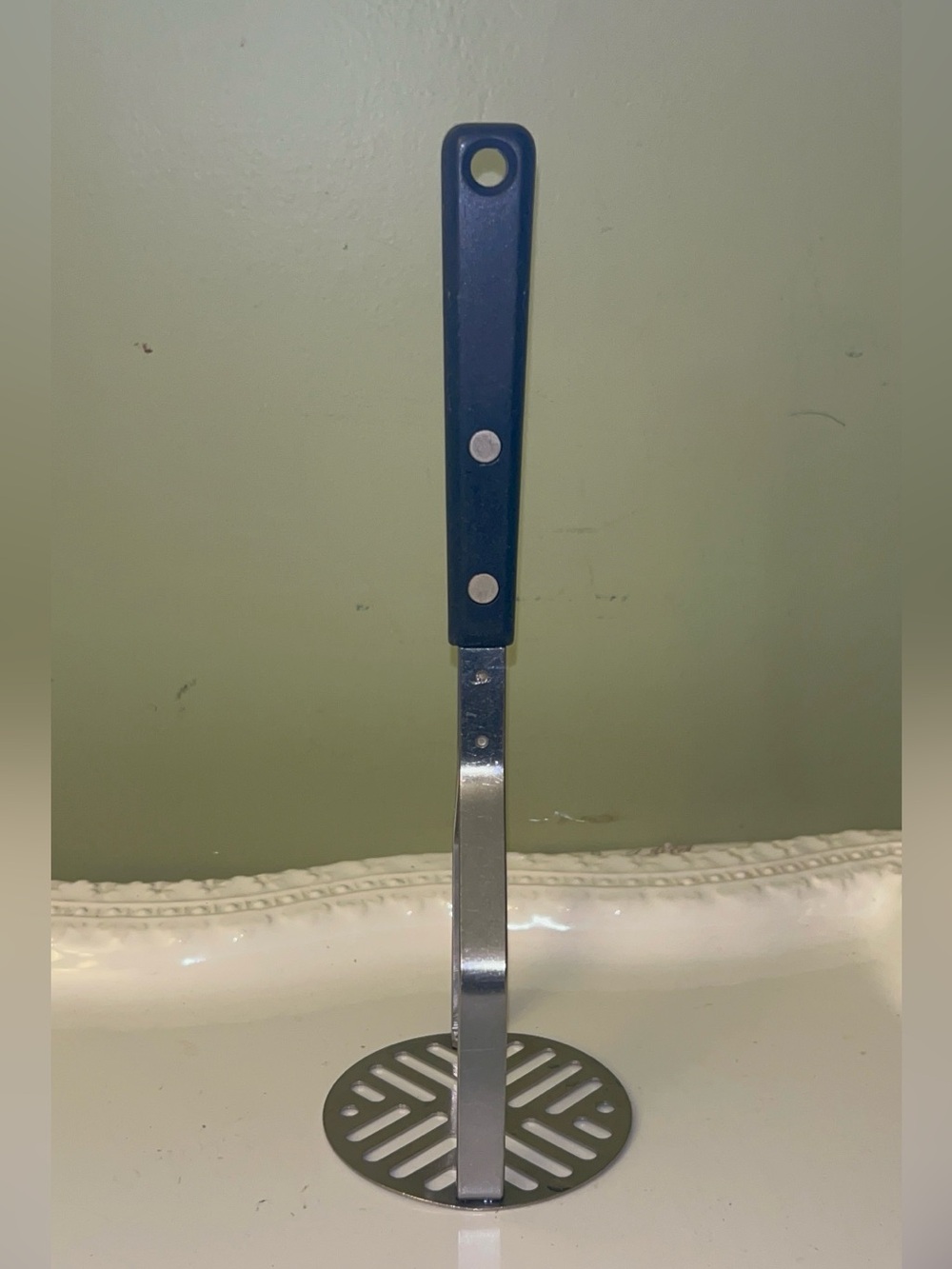 Ekco Forge USA Vintage Stainless Steel Potato Masher with Black handle